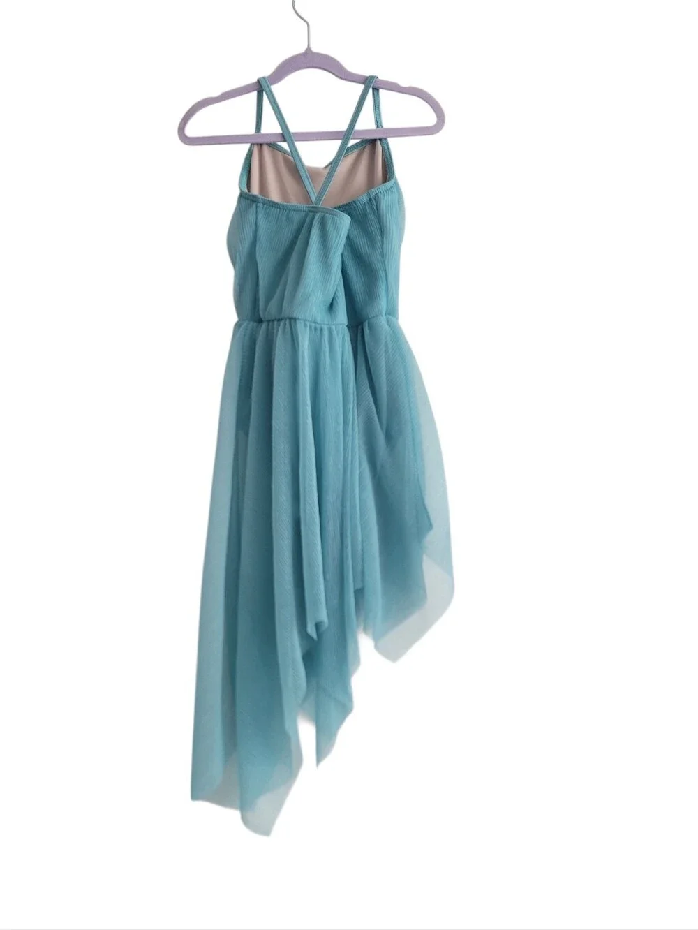 Weissman IC Blue Asymmetrical Crossback Leotard Ballet Dancer Dress Girls 6/7